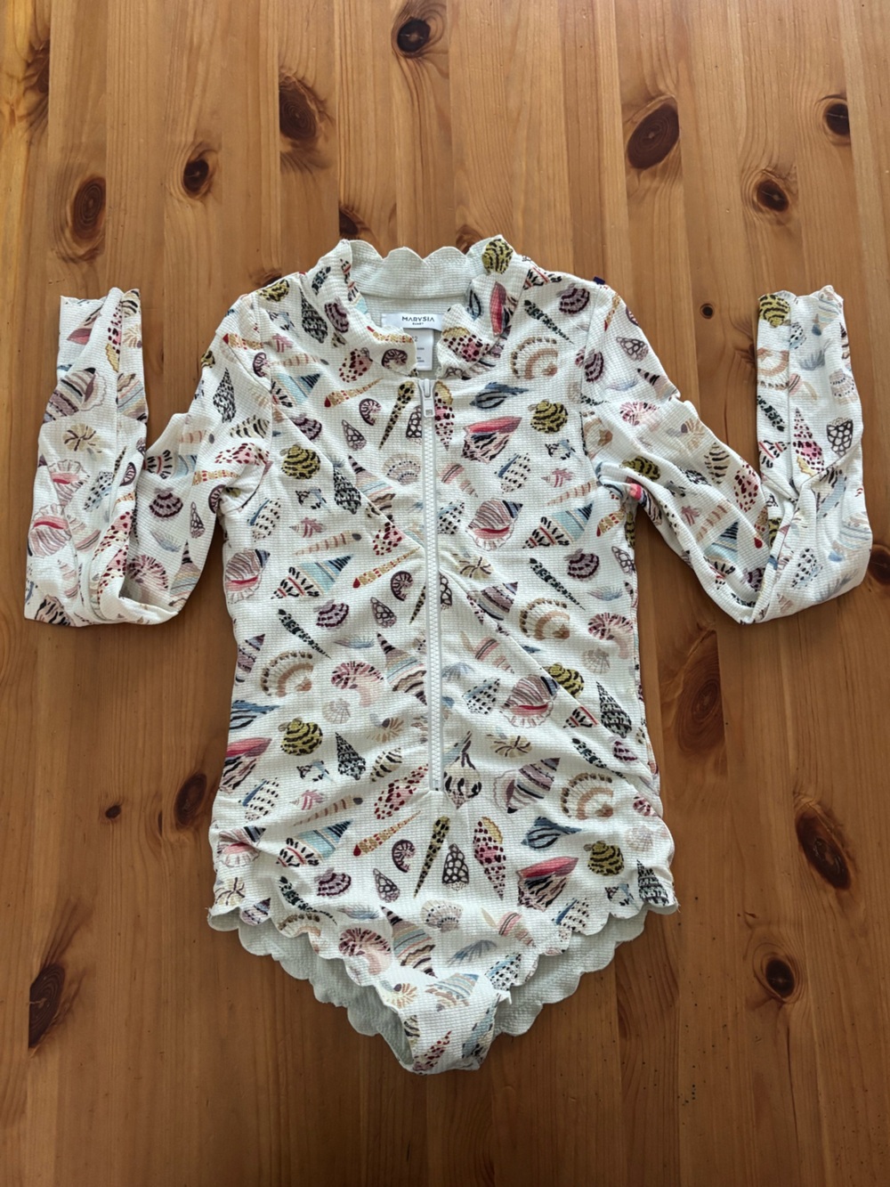 Marysia Bumby North Sea Rashguard Sea Shell Print Swimsuit size 12